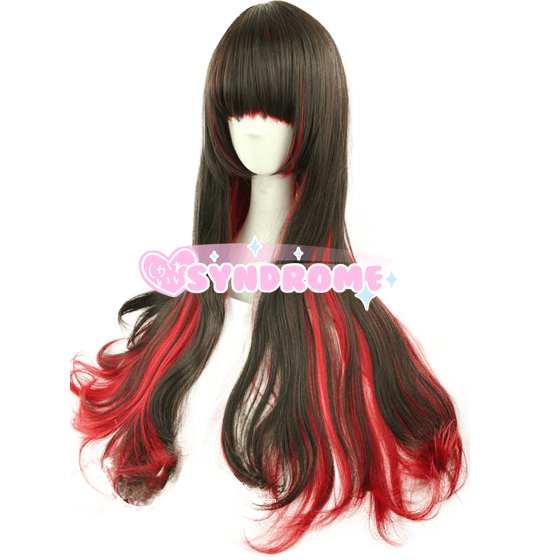 Red and Black Mixed Long Wavy Wig SD00755