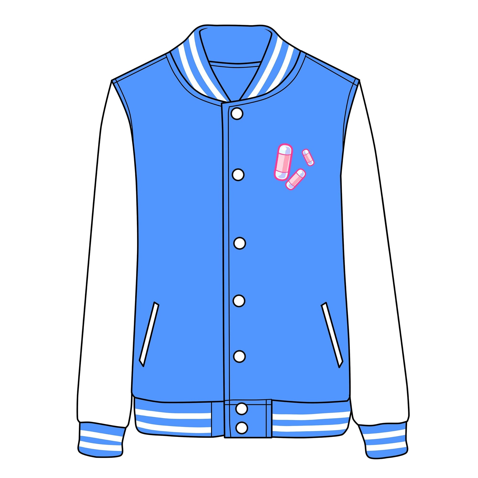 Pastel Menhera Anime Pills Psycho Girl Baseball Jacket SD02740