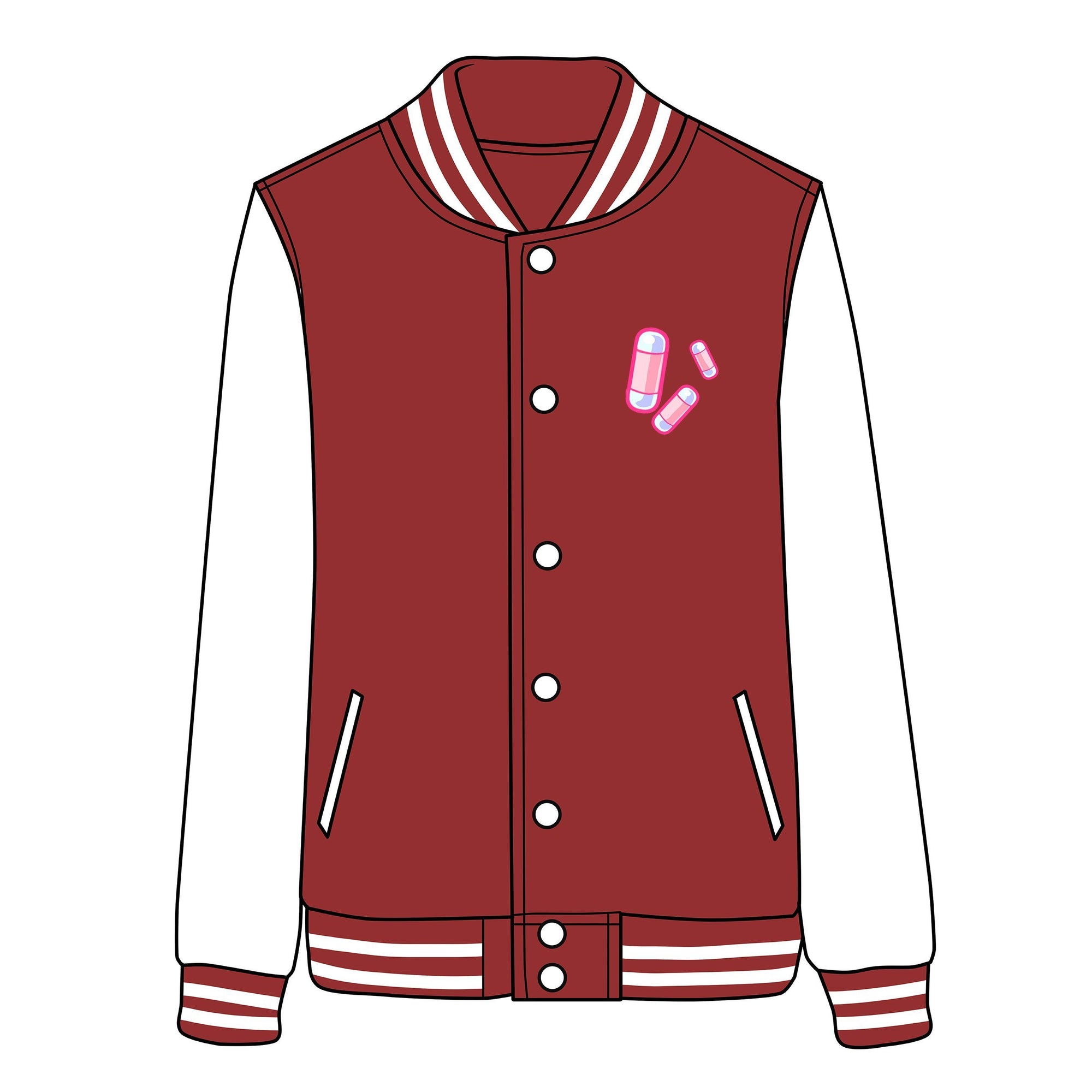 Pastel Menhera Anime Pills Psycho Girl Baseball Jacket SD02740