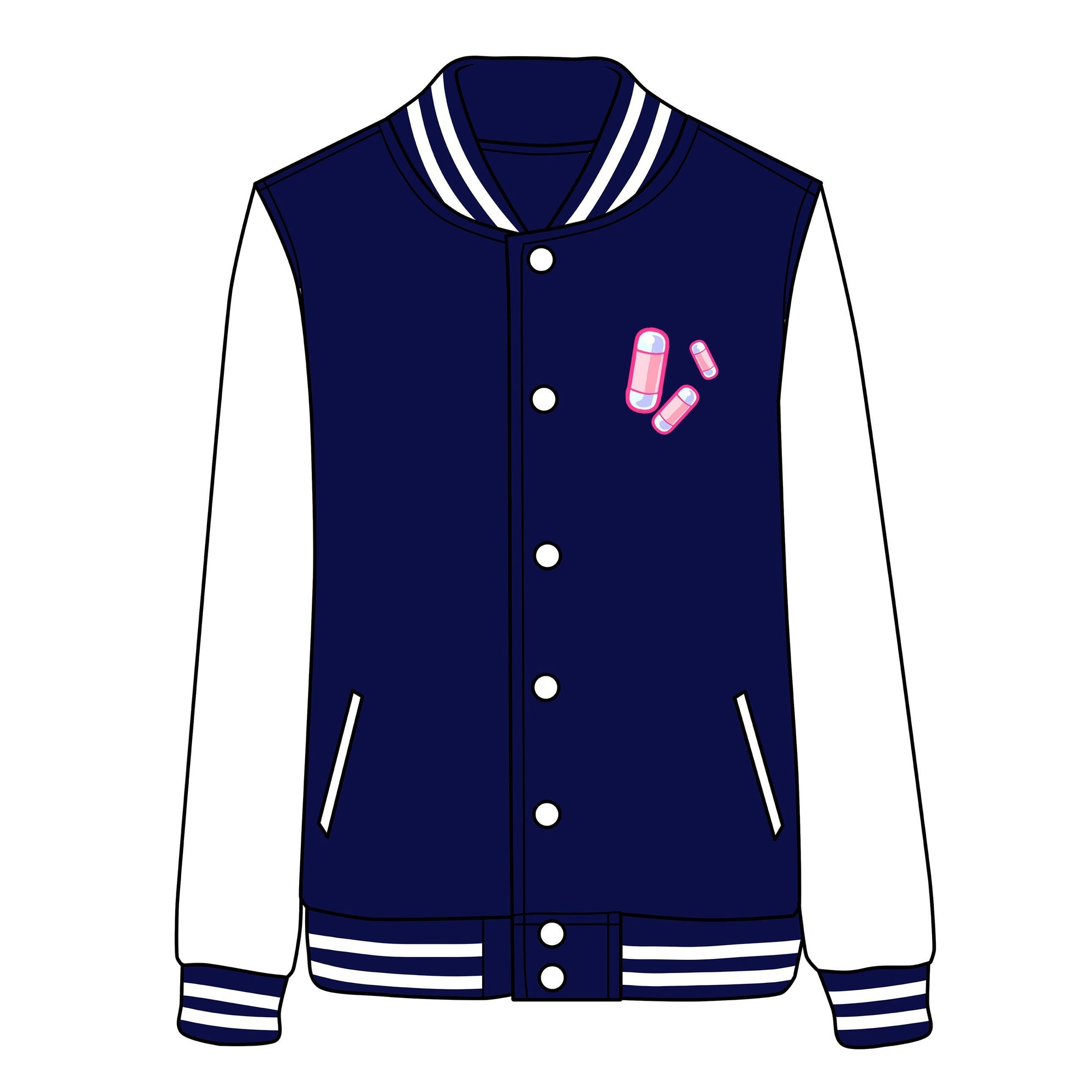 Pastel Menhera Anime Pills Psycho Girl Baseball Jacket SD02740