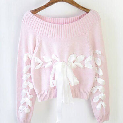 Pastel Ribbon Knitted Sweater SD00295