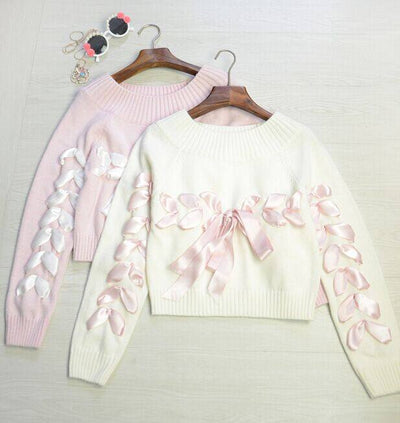 Pastel Ribbon Knitted Sweater SD00295