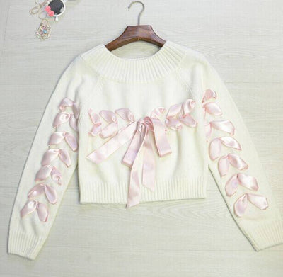 Pastel Ribbon Knitted Sweater SD00295