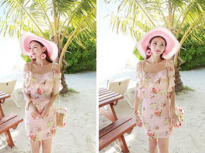 Korean Floral Strap Chiffon Summer Dress SD00346