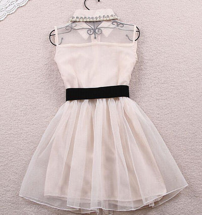 Mesh Sleeveless Bow Dress SD00354