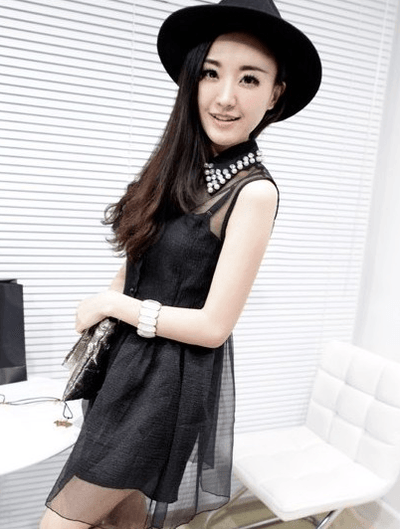 Mesh Sleeveless Bow Dress SD00354