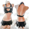 Black Heart Hollow Chest 2 Piece Swimsuit SD00431