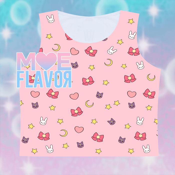 Sailor Moon Luna Bows Bunnies and Cats Sleeve less Crop Top SD01095