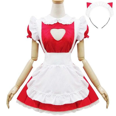 Japanese Red and White Open Chest Maid Dress SD00696