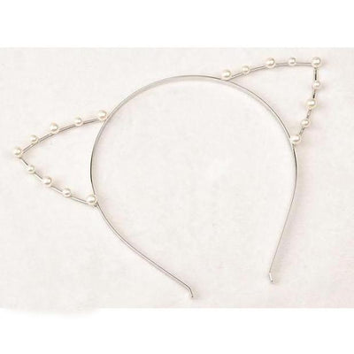 Kawaii Kitty Cat Ears Pearl/Crystal Rhinestone Metal Headband SD00004