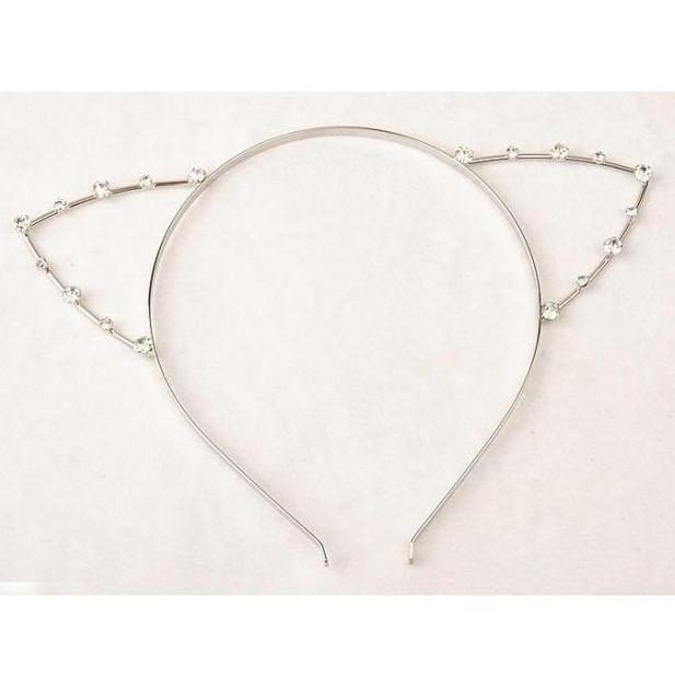 Kawaii Kitty Cat Ears Pearl/Crystal Rhinestone Metal Headband SD00004