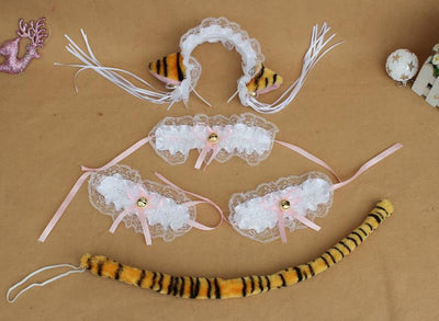 Cute Ruffle Kitty Ears Headband with Tassels SD00041