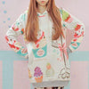 Japanese Harajuku Colorful Cake Print Long Sweater SD00832