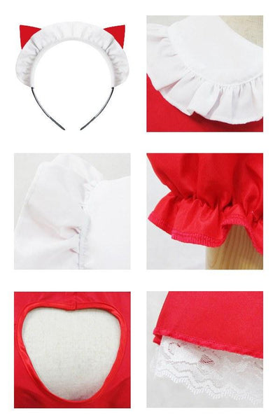 Japanese Red and White Open Chest Maid Dress SD00696