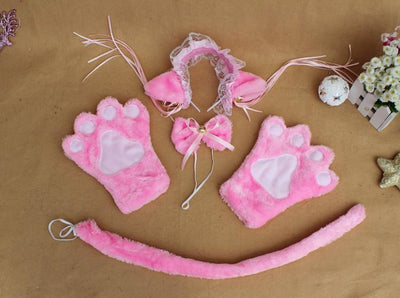 Cute Ruffle Kitty Ears Headband with Tassels SD00041
