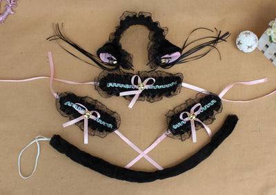 Cute Ruffle Kitty Ears Headband with Tassels SD00041