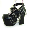 Japanese Harajuku Punk Skull Cross Chain High Platform Heels Shoes SD00918