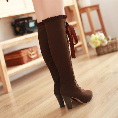 Korean sweet lace high boots SD00631