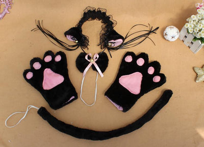 Cute Ruffle Kitty Ears Headband with Tassels SD00041