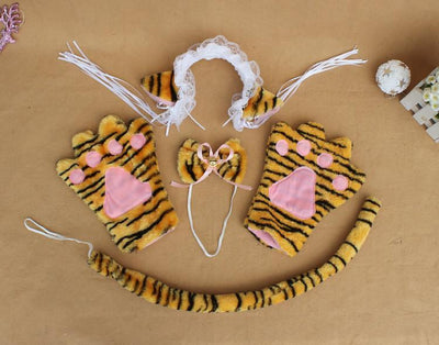 Cute Ruffle Kitty Ears Headband with Tassels SD00041