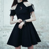 Japanese Harajuku Black Collared Crescent Moon Dress SD01792