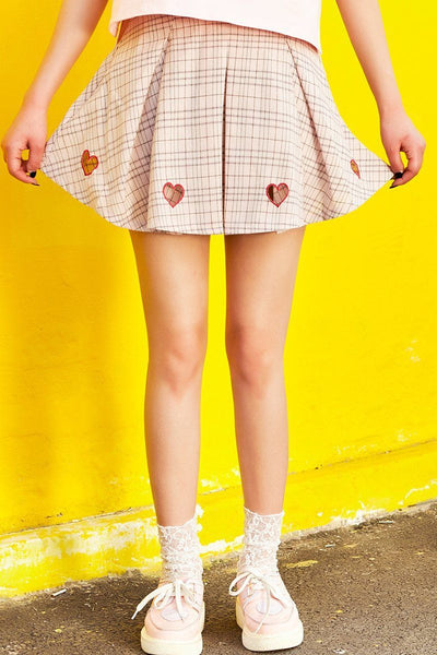 Plaid Heart Hollow Skirt SD01847