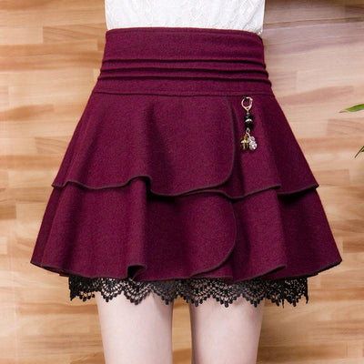 Korean Winter Woolen Waist Tutu Skirt SD01633