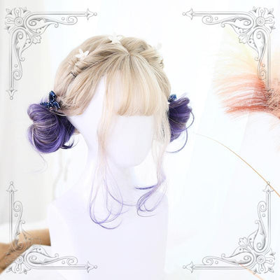 Lolita cute blond purple short wig SD01047