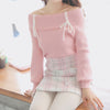 Cross Strings Pink Shoulder-less Sweater SD00279