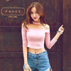 Collared Shoulderless Cute Long Sleeve Top SD00735