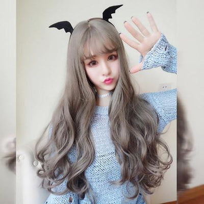 Harajuku Long Wave Curly Brown Grey Wig SD00638