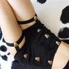 Punk Tiger Garter Black High Waist Shorts SD02332