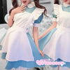 Pastel Light Blue White Collared Maid Dress Halloween Costume Cosplay SD84623