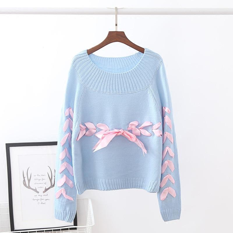 Cute Lase Bow Pullover Sweater SD02034