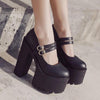 Black Double Strap Buckle High-Heel Shoes SD00154