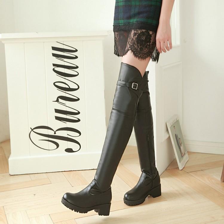 High Knee Buckle Casual Boots Shoes SD00241
