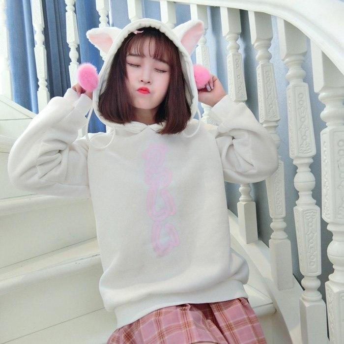 Japanese Cute Ear Hooded Long-sleeved Sweater SD01125