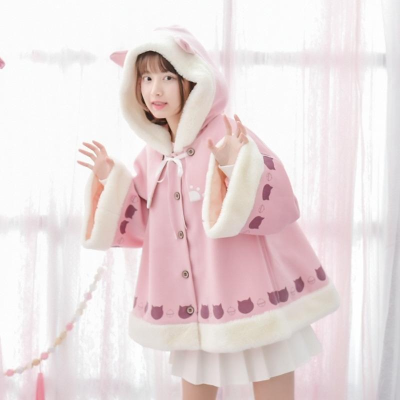 Japanese Kawaii Neko Woolen Coat SD00734