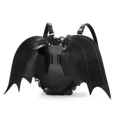 Japanese harajuku lolita black heart bat backpack SD00916