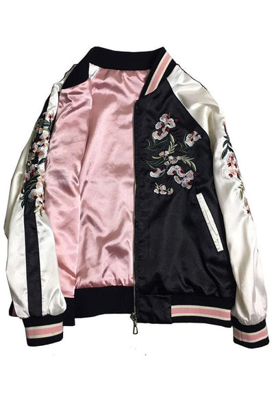 Embroidered Flower Harajuku Baseball Jacket SD01900