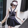 Black Striped Bow Slim 1 Piece Swimsuit SD02341