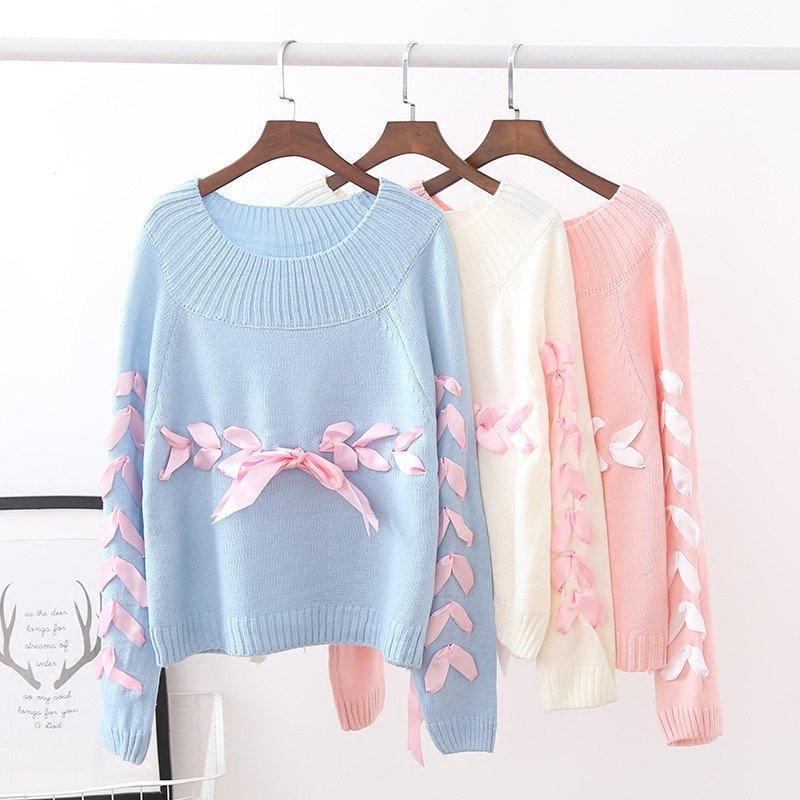 Cute Lase Bow Pullover Sweater SD02034