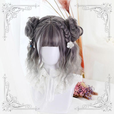 Japanese Harajuku Gradient Dark Grey Mix Silver Short Wig SD02298