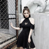 Japanese Summer Black Collar Heart Mesh Sheer Hollow Key Hole Dress SD01155