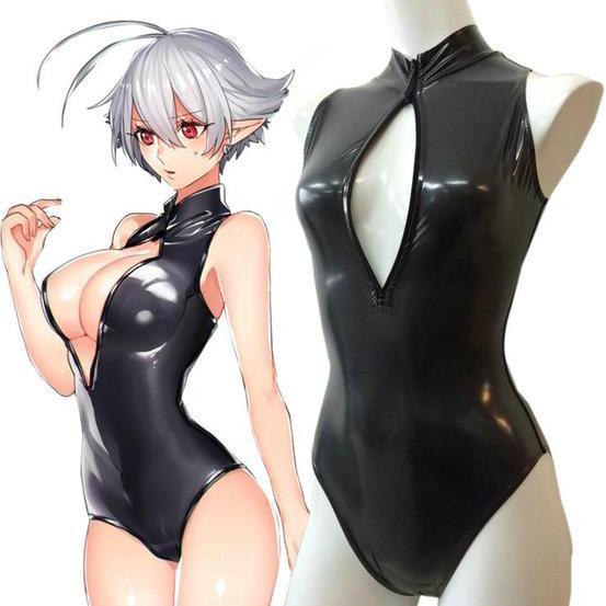 Black Chest Zipper One Piece Swimsuit SD00134