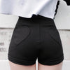 Black Love Heart Pocket High Waist Shorts SD00271