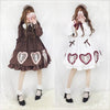 Japanese Lolita Heart Pleated Lace Bow Dress SD01362