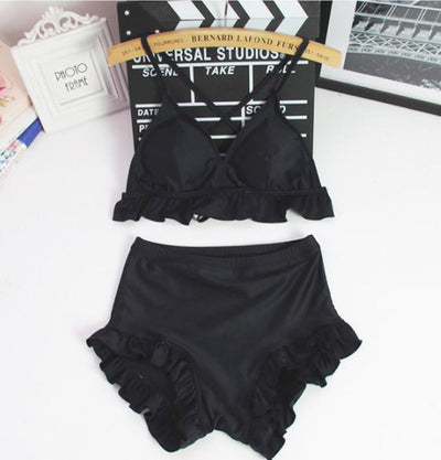 Korean Summer Sexy Black High Waist 2 Piece Swimsuit (swim suit) SD02444