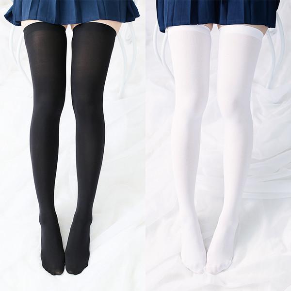 Japanese School Girls Black/White Knee Socks Tights SD02388