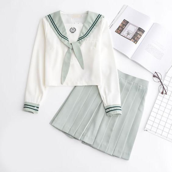 Mint Green Short/Long Sleeve School Uniform SD00107